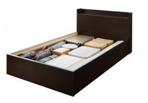 【新商品】組立設置付 連結 棚・コンセント付すのこ収納ベッド Ernesti エルネスティ ベッドフレームのみ Bタイプ シングル 送料無料