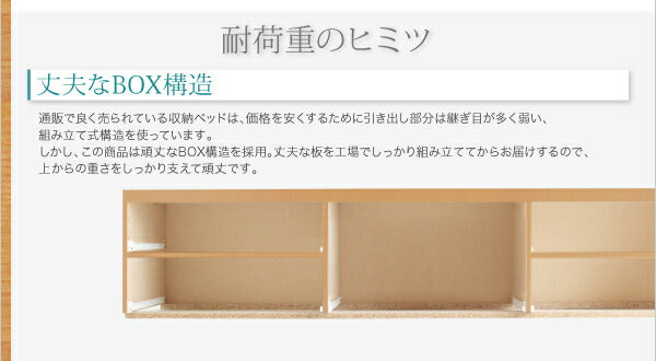 【新商品】組立設置付 長く使える棚・コンセント付国産頑丈チェスト収納ベッド Heracles ヘラクレス ベッドフレームのみ セミシングル 送料無料