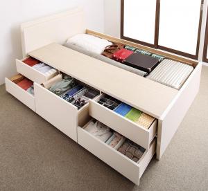 【新商品】組立設置付 長く使える棚・コンセント付国産頑丈チェスト収納ベッド Heracles ヘラクレス ベッドフレームのみ ダブル 送料無料