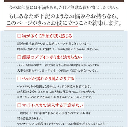 組立設置付 長く使える棚・コンセント付国産頑丈2杯収納ベッド Rhino ライノ 薄型抗菌国産ポケットコイルマットレス付き セミダブル 送料無料