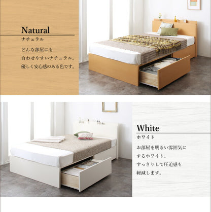 【新商品】組立設置付 長く使える棚・コンセント付国産頑丈2杯収納ベッド Rhino ライノ スタンダードポケットコイルマットレス付き シングル 送料無料