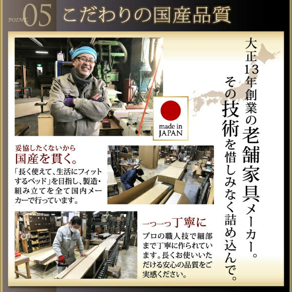 組立設置付 長く使える国産頑丈大容量跳ね上げ収納ベッド BERG ベルグ 薄型抗菌国産ポケットコイルマットレス付き 縦開き セミダブル 深さラージ 送料無料