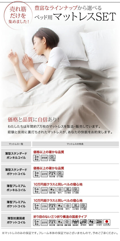 【新商品】組立設置付 長く使える国産頑丈大容量跳ね上げ収納ベッド BERG ベルグ ゼルトスプリングマットレス付き 縦開き セミダブル 深さグランド 送料無料
