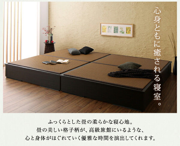 お客様組立 美草・日本製 小上がりにもなるモダンデザイン畳収納ベッド 花水木 ハナミズキ ワイド 40mm厚 シングル 送料無料