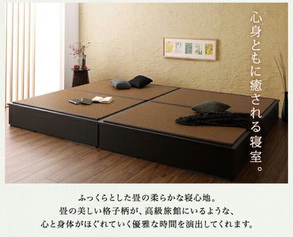 お客様組立 美草・日本製 小上がりにもなるモダンデザイン畳収納ベッド 花水木 ハナミズキ ワイド 40mm厚 セミダブル 送料無料