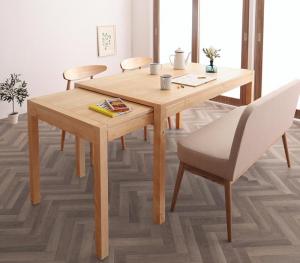 【新商品】組立設置付き 北欧デザイン スライド伸縮テーブル ダイニングセット SORA ソラ 4点セット(テーブル+チェア2脚+ソファベンチ1脚) W135-235 送料無料