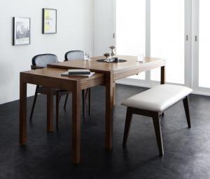 【新商品】組立設置付き モダンデザイン スライド伸縮テーブル ダイニングセット Jamp ジャンプ 4点セット(テーブル+チェア2脚+ベンチ1脚) W135-235 送料無料