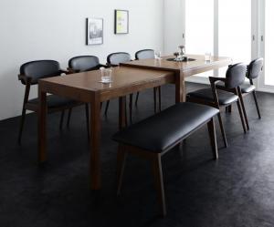 【新商品】組立設置付き モダンデザイン スライド伸縮テーブル ダイニングセット Jamp ジャンプ 8点セット(テーブル+チェア6脚+ベンチ1脚) W135-235 送料無料