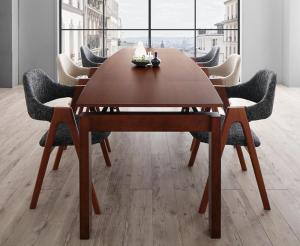 【新商品】組立設置付き 北欧テイスト 天然木ウォールナット材 伸縮ダイニングセット KANA カナ 7点セット(テーブル+チェア6脚) W140-240 送料無料