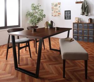 【新商品】組立設置付き ヴィンテージテイスト スチール脚ダイニングセット NIX ニックス 4点セット(テーブル+チェア2脚+ベンチ1脚) W150 送料無料