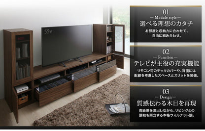 【新商品】キャビネットが選べるテレビボードシリーズ add9 アドナイン 3点セット(テレビボード+キャビネット×2) 木扉＆ガラス扉 幅140 送料無料