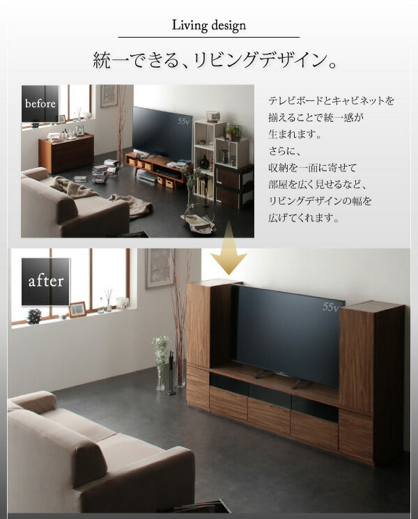 【新商品】キャビネットが選べるテレビボードシリーズ add9 アドナイン 3点セット(テレビボード+キャビネット×2) 木扉＆ガラス扉 幅180 送料無料