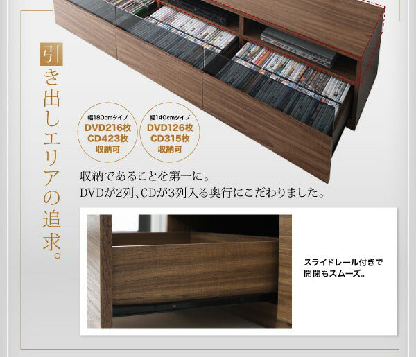 【新商品】キャビネットが選べるテレビボードシリーズ add9 アドナイン 3点セット(テレビボード+キャビネット×2) 木扉＆ガラス扉 幅140 送料無料