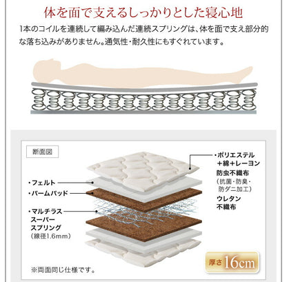 組立設置付き 棚・4口コンセント付きデザインフロアローベッド Douce デュース マルチラススーパースプリングマットレス付き セミダブル 送料無料