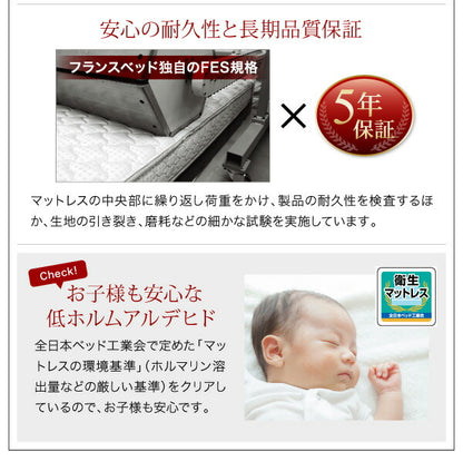 【新商品】組立設置付き 棚・4口コンセント付きデザインフロアローベッド Douce デュース マルチラススーパースプリングマットレス付き ダブル 送料無料