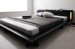 【新商品】組立設置付き モダンライト・棚・コンセント付きデザインフロアローベッド SPERANZA スペランツァ 国産カバーポケットコイルマットレス付き シングル 送料無料