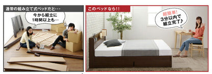 工具いらずの組み立て・分解簡単収納ベッド Lacomita ラコミタ ラテックス入り国産ポケットコイルマットレス付き シングル 送料無料
