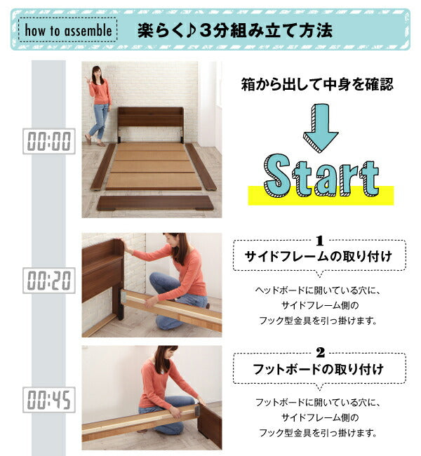 工具いらずの組み立て・分解簡単収納ベッド Lacomita ラコミタ 国産ボンネルコイルマットレス付き シングル 送料無料