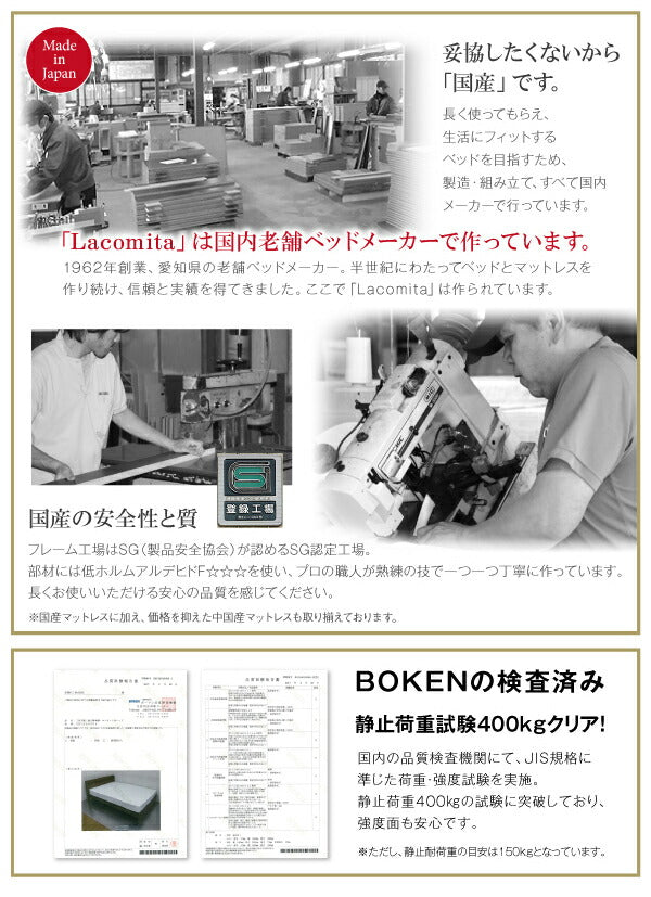 工具いらずの組み立て・分解簡単収納ベッド Lacomita ラコミタ ポケットコイルマットレス付き シングル 送料無料