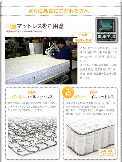 工具いらずの組み立て・分解簡単収納ベッド Lacomita ラコミタ 国産ボンネルコイルマットレス付き シングル 送料無料