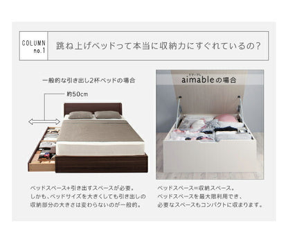 組立設置付 クローゼット跳ね上げベッド aimable エマーブル 薄型抗菌国産ポケットコイルマットレス付き 縦開き シングル レギュラー丈 深さラージ 送料無料