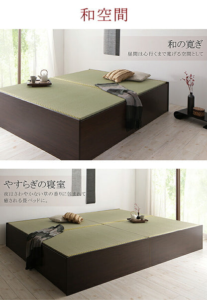 【新商品】お客様組立 日本製・布団が収納できる大容量収納畳ベッド 悠華 ユハナ い草畳 セミダブル 29cm 送料無料