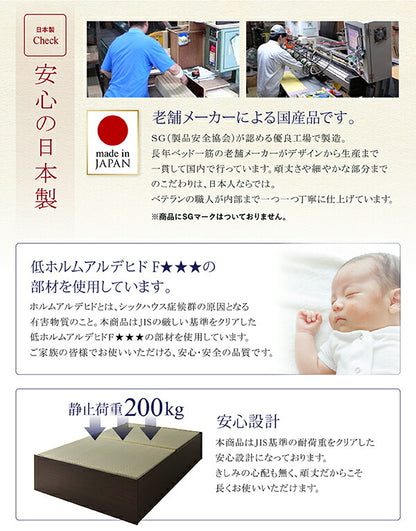 【新商品】お客様組立 日本製・布団が収納できる大容量収納畳ベッド 悠華 ユハナ い草畳 シングル 29cm 送料無料