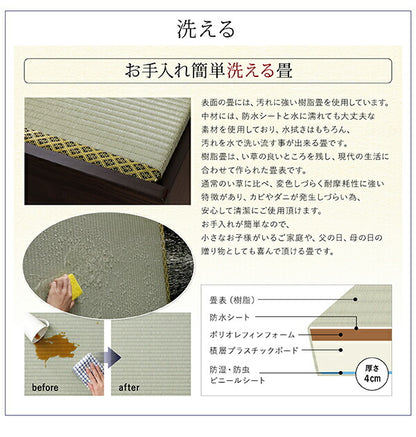 お客様組立 日本製・布団が収納できる大容量収納畳ベッド 悠華 ユハナ クッション畳 セミダブル 42cm 送料無料