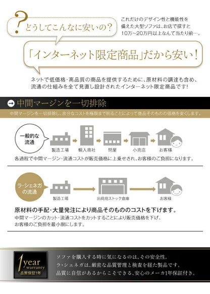 レイアウト自由 家族でリビングを囲める大型モダンデザインコーナーカウチ La cienega ラ・シェネガ ソファ 1P 送料無料