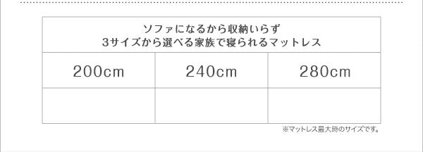 ソファになるから収納いらず 3サイズから選べる家族で寝られるマットレス ワイドK280 送料無料