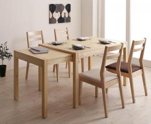 【新商品】組立設置付き 無段階で広がる スライド伸縮テーブル ダイニングセット AdJust アジャスト 5点セット(テーブル+チェア4脚) W120-200 送料無料