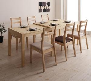 【新商品】組立設置付き 無段階で広がる スライド伸縮テーブル ダイニングセット AdJust アジャスト 7点セット(テーブル+チェア6脚) W120-200 送料無料