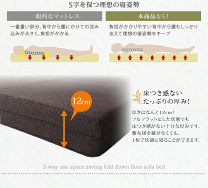 腰をしっかり支える スペース活用3WAYコンパクトフロアソファベッド Ernee エルネ 幅120cm 送料無料