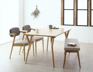 【新商品】組立設置付き 北欧ナチュラルモダンデザイン天然木ダイニングセット Wors ヴォルス 4点セット(テーブル+チェア2脚+ベンチ1脚) W140 送料無料