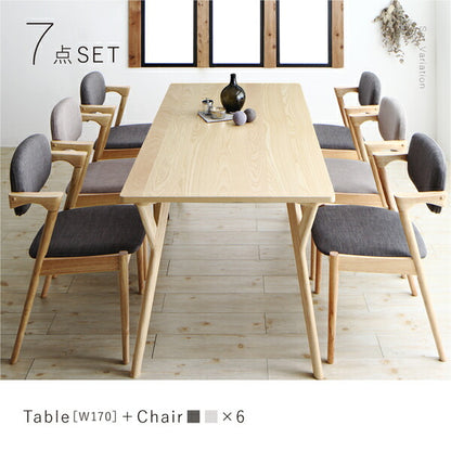 【新商品】組立設置付き 北欧ナチュラルモダンデザイン天然木ダイニングセット Wors ヴォルス 6点セット(テーブル+チェア4脚+ベンチ1脚) W170 送料無料