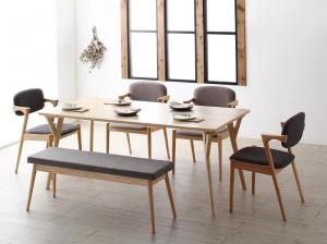 【新商品】組立設置付き 北欧ナチュラルモダンデザイン天然木ダイニングセット Wors ヴォルス 6点セット(テーブル+チェア4脚+ベンチ1脚) W170 送料無料