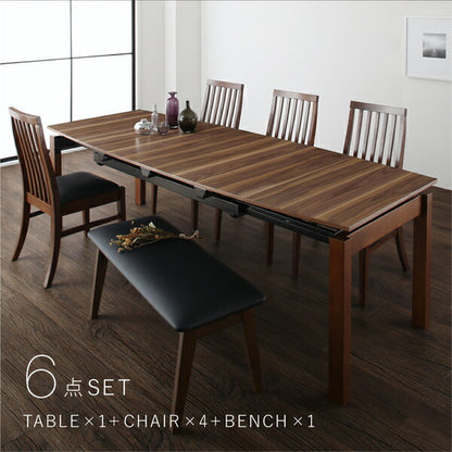 【新商品】組立設置付き 天然木ウォールナット材 ハイバックチェア ダイニング Austin オースティン 4点セット(テーブル+チェア2脚+ベンチ1脚) W140-240 送料無料
