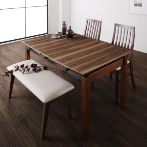 【新商品】組立設置付き 天然木ウォールナット材 ハイバックチェア ダイニング Austin オースティン 4点セット(テーブル+チェア2脚+ベンチ1脚) W140-240 送料無料