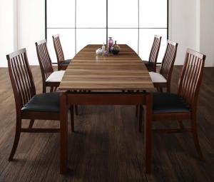 【新商品】組立設置付き 天然木ウォールナット材 ハイバックチェア ダイニング Austin オースティン 7点セット(テーブル+チェア6脚) W140-240 送料無料
