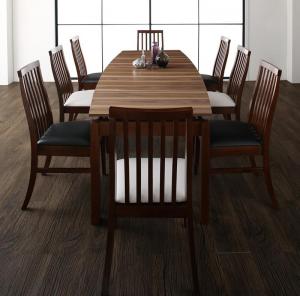 【新商品】組立設置付き 天然木ウォールナット材 ハイバックチェア ダイニング Austin オースティン 9点セット(テーブル+チェア8脚) W140-240 送料無料