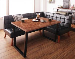 【新商品】組立設置付き 古木風 ヴィンテージ カフェスタイル リビングダイニング TOLD トルド 3点セット(テーブル+2Pソファ1脚+アームソファ1脚) 右アーム W120 送料無料