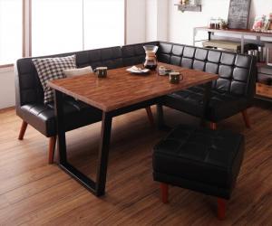 【新商品】古木風 ヴィンテージ カフェスタイル リビングダイニング TOLD トルド 4点セット(テーブル+ソファ1脚+アームソファ1脚+スツール1脚) 右アーム W120 送料無料