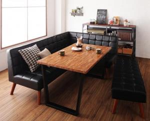 【新商品】組立設置付き 古木風 ヴィンテージ カフェスタイル リビングダイニング TOLD トルド 4点セット(テーブル+ソファ1脚+アームソファ1脚+ベンチ1脚) 右アーム W120 送料無料