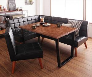 【新商品】組立設置付き 古木風 ヴィンテージ カフェスタイル リビングダイニング TOLD トルド 4点セット(テーブル+ソファ1脚+アームソファ1脚+チェア1脚) 左アーム W120 送料無料