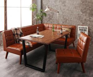 【新商品】組立設置付き 古木風 ヴィンテージ アメリカンスタイル リビングダイニング 99 ダブルナイン 4点セット(テーブル+ソファ1脚+アームソファ1脚+チェア1脚) 右アーム W120 送料無料