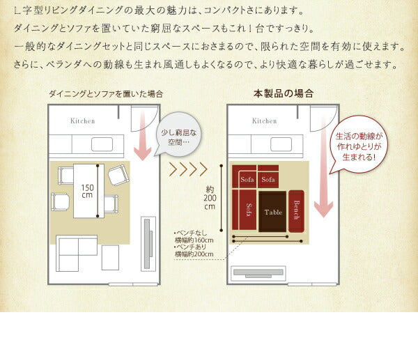 【新商品】年中快適 こたつもソファも高さ調節 リビングダイニングセット Repol ルポール 6点セット(テーブル+2Pソファ1脚+1Pソファ2脚+コーナーソファ１脚＋ベンチ1脚) W120 送料無料