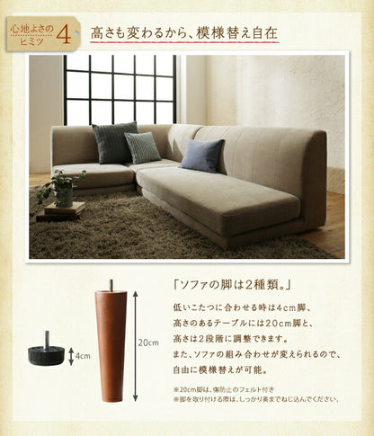 【新商品】年中快適 こたつもソファも高さ調節 リビングダイニングセット Repol ルポール ダイニングソファ 3点セット 1P+2P+コーナー 送料無料