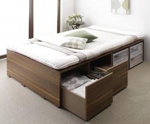 【新商品】組立設置付き 布団で寝られる大容量収納ベッド Semper センペール 薄型プレミアムポケットコイルマットレス付き 引出し2杯 ハイタイプ シングル 送料無料