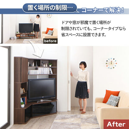 【新商品】ハイタイプコーナーテレビボード ガイド Guide 2点セット(テレビボード+キャビネット) 送料無料