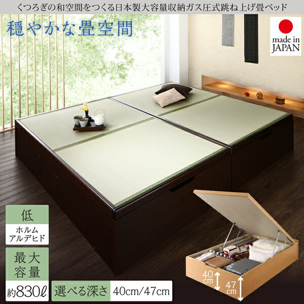 【新商品】組立設置付 くつろぎの和空間をつくる日本製大容量収納ガス圧式跳ね上げ畳ベッド 涼香 リョウカ 国産畳 セミダブル 深さラージ 送料無料